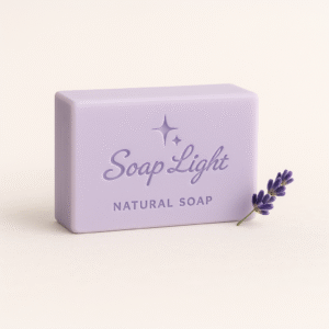 Lavender soap by Soaplight with soft purple tones and a calm, minimal design.