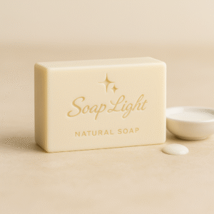 Goat milk soap by Soaplight in soft ivory tones with a minimal, clean design.